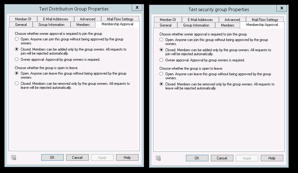 Distribution vs security group